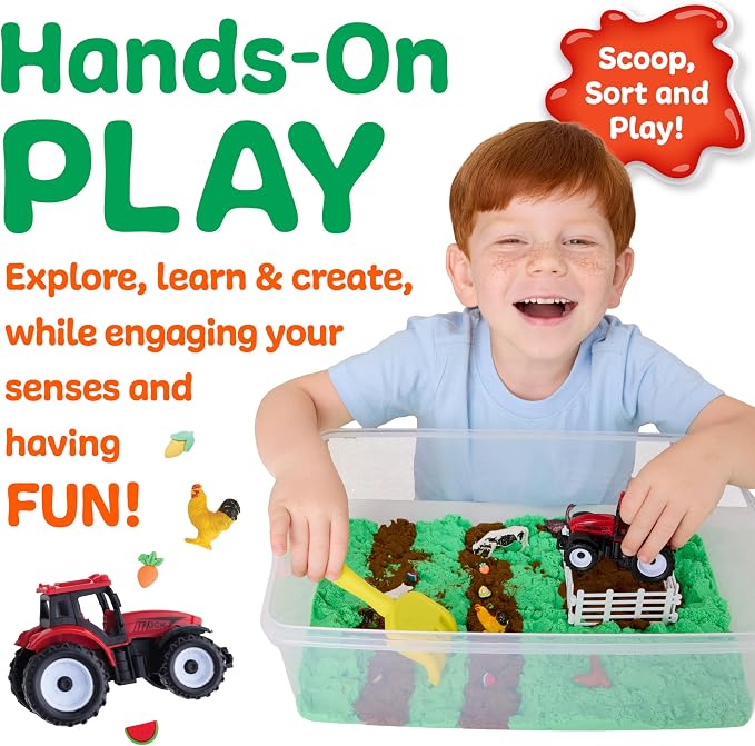 Creativity for Kids Sensory Bin: Farm | Calming, Screen-Free Play with Sand, Animals & Tools | Summer Activities for Toddlers | Back to School Fun (Ages 3+)