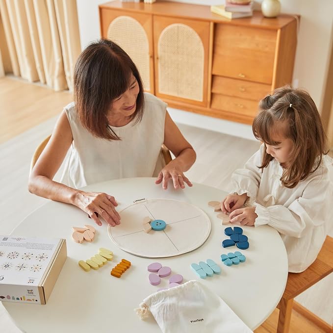PlanToys® Wooden Mandala Set Montessori Inspired Open Ended Kids Play | loose pieces, sensory toys, montessori toys, girls, boys, creative spatial mindful fine motor gift preschool learning set