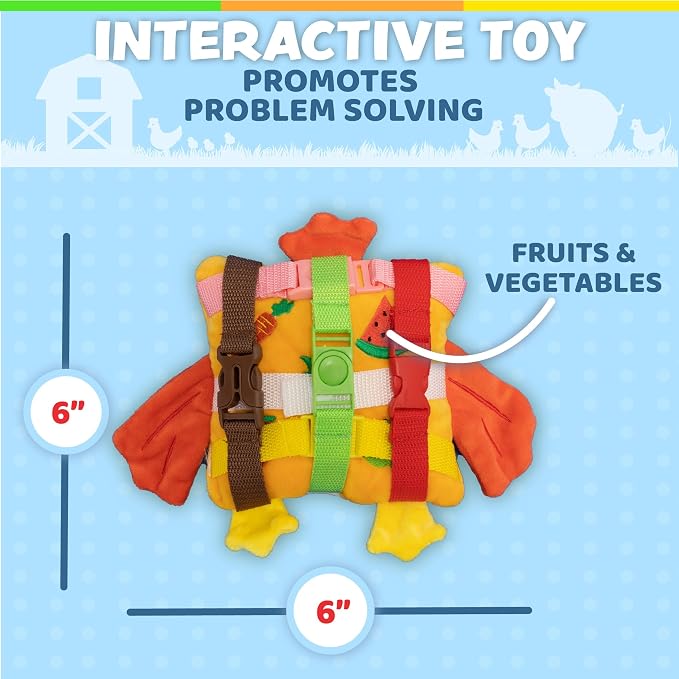 Buckle Toys, BokBok Chicken, Develop Motor Skills and Problem Solving | Montessori Learning Activity Travel Toy for Toddlers, Develop Motor Skills and Problem Solving