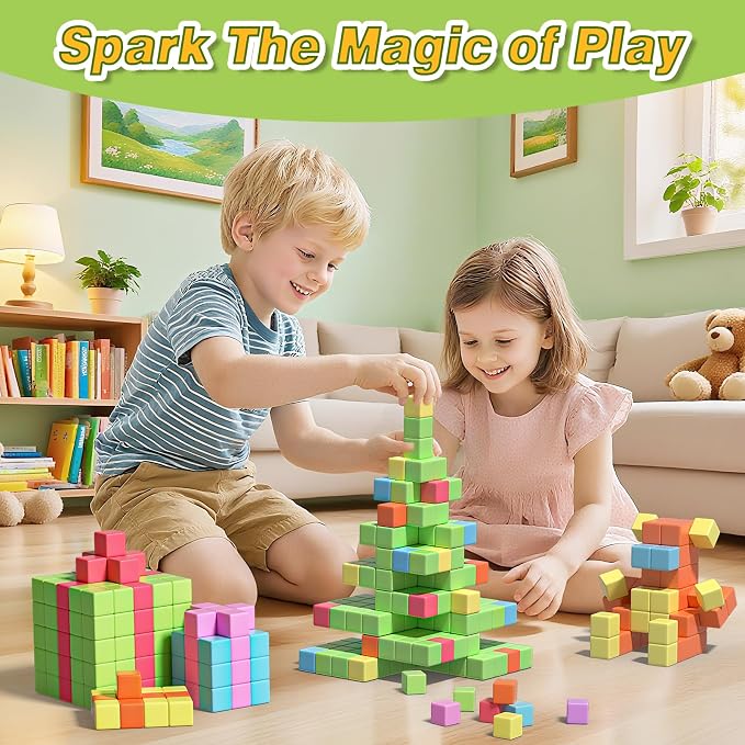 Apluses Magnetic Blocks for Kids Toys, Magnetic Building Cubes Toy for Sensory STEM Autism Education Preschool, Magnet Toys for 3 4 5 6 Year Old, Birthday Gifts Games for Boys Girls