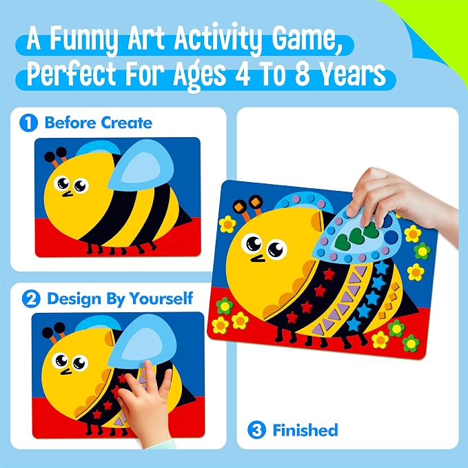 SpriteGru Foam Sticker Art Activity, 20 Animals with 1660 Foam Stickers in 10 Colors Fun with Foam DIY Activity Craft Kits Travel Game for Kids, Boys & Girls
