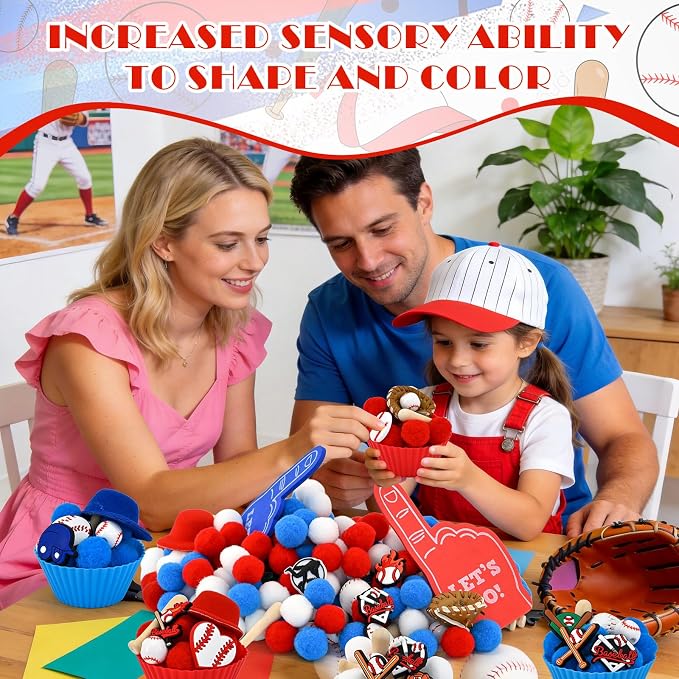 152 Pcs Baseball Sensory Bin Items Sports Balls Counting Sorting Baseball Sensory Bin Filler Fine Motor Ball Counts for Spring Summer Color Sorting Counting