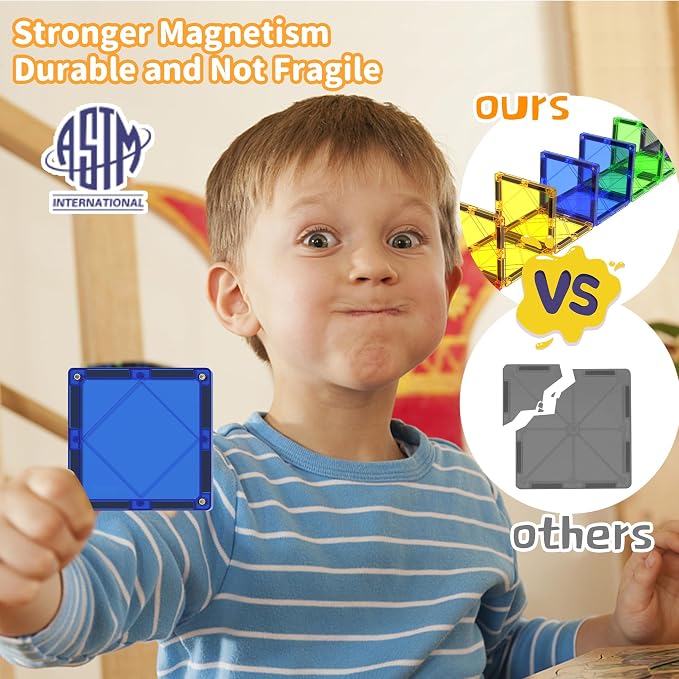 MAGBLOCK 120PCS Magnetic Tiles Building Blocks Construction Toys for Kids | Construction Kids Toys STEM Magnet Tiles, Stacking Blocks Learning Gifts for Ages 3+ Boys Girls
