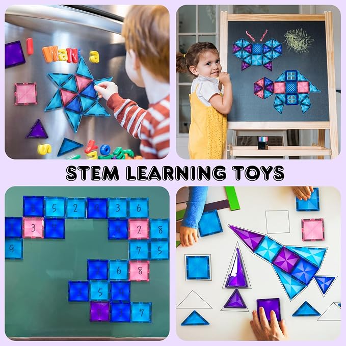 AFUNX Diamond Magnetic Tiles,116PCS Sturdy-Build STEM Toys for Kids | Endless Building Possibilities,Safe ABS and Smooth Edges,Educational Toys for Pretend Play,Gifts for Boys and Girls