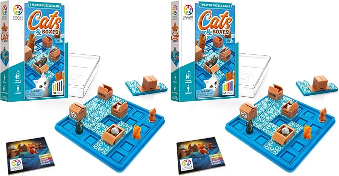 SmartGames Cats & Boxes Logic Puzzle Game with 60 Challenges for Ages 7+ (Pack of 2)