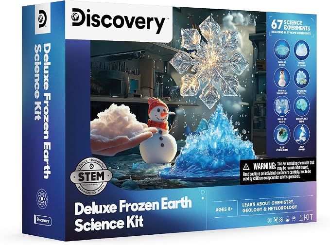 Discovery™ Frozen Earth Science Kit – 67 Experiments STEM Chemistry Lab for Kids| Grow Crystals, Make Snow & Slime, Ice Explosions & More| Educational Learning Activity Toy| DIY STEM Set Gift| Ages 8+