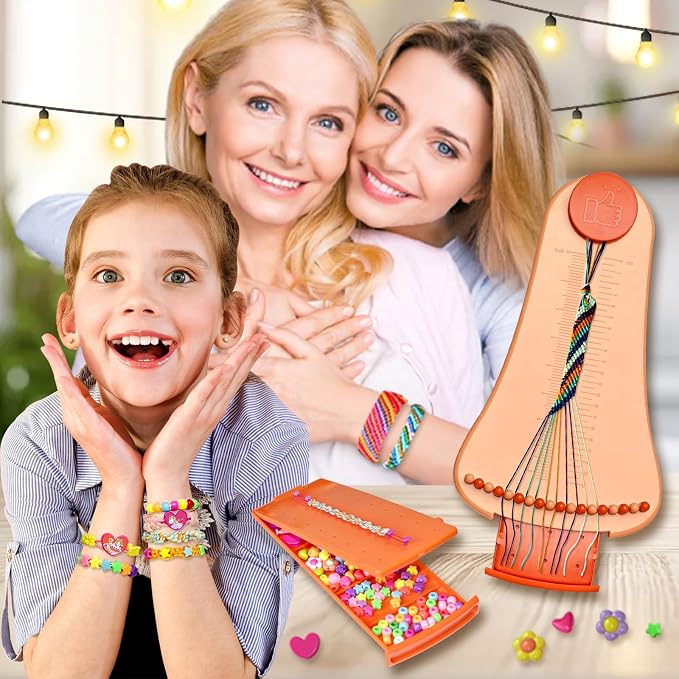 zwzxd Friendship Bracelet Making Kit Toys,Ages for 8 9 10 11 12 Year Old Girls, Kids Travel Activity Set,DIY kit,Arts and Crafts Bracelets String Maker Kit,Great Christmas Birthday Gifts (red-Orange)