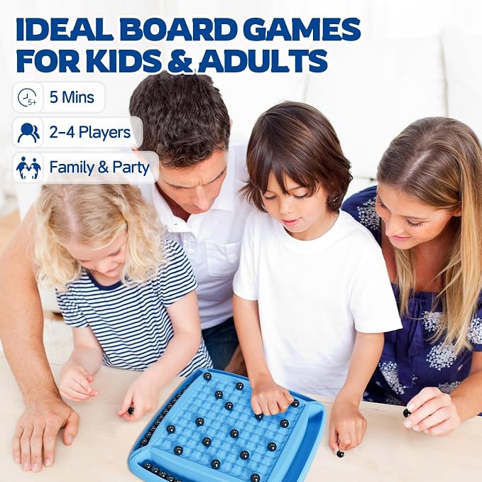 Magnet Game, Magnet Chess Game for Kids 8-12 with 28pcs, Magnetic Board Games for Kids and Adults, Gifts for Boys & Girls, 2-4 Players (Blue 28)