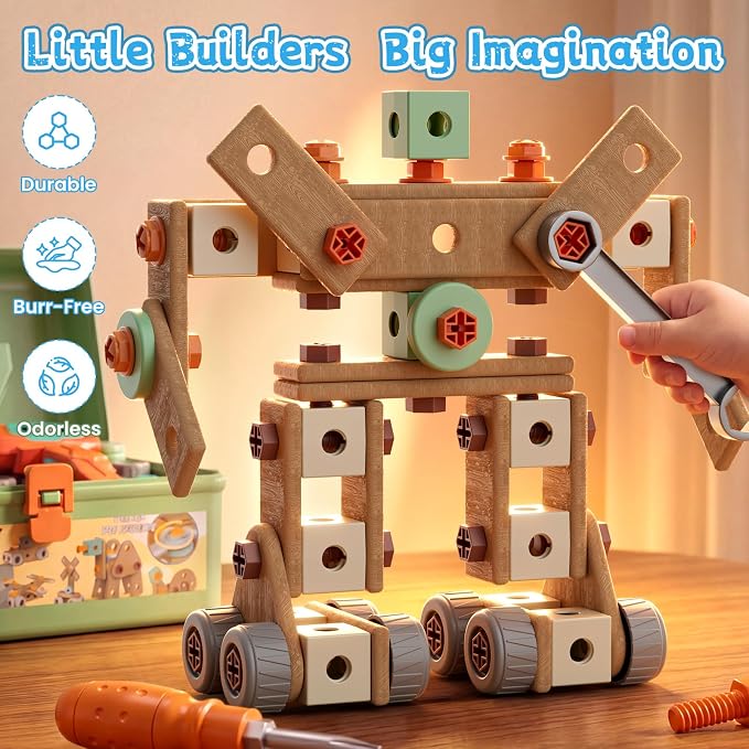 CUTE STONE 168Pcs Kids Tool Set with Electric Drill Toy, Building Kit | Toddler Play Tools with Vest & Storage Box, Montessori STEM Pretend Play Kit, Construction Building Toy Gift for kid Ages 3-6
