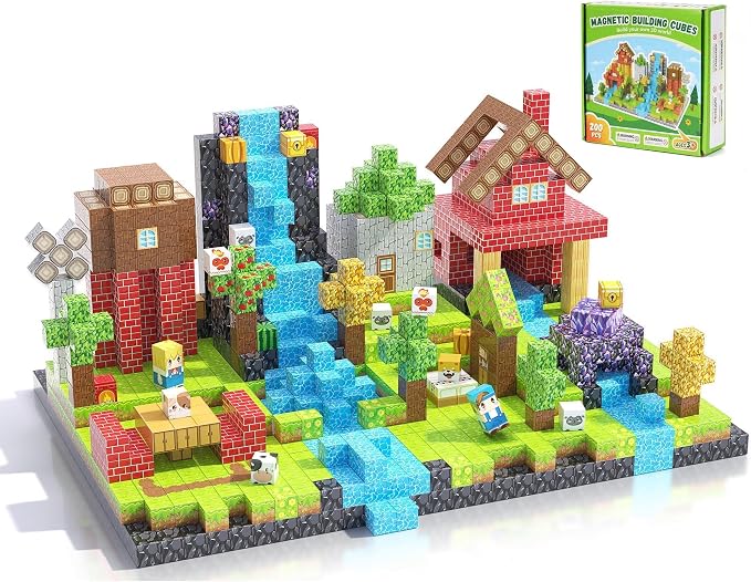 200PCS Magnetic Blocks, Magnetic Building Blocks, 0.63in Magnetic Building | STEM Game Stacking Toys for Kids, Birthday Gifts for Boys and Girls Age 3+ Years Old