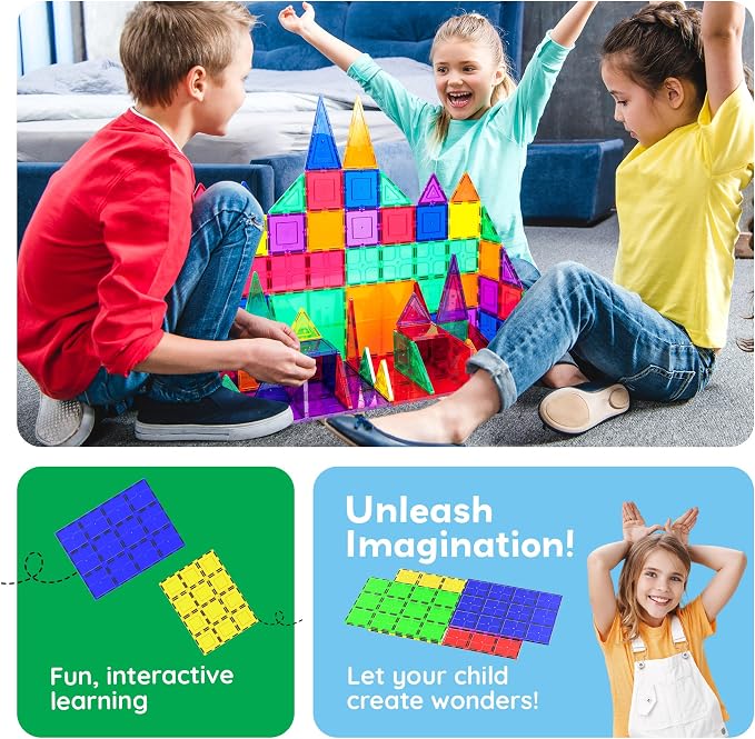 PicassoTiles 4 Piece Magnetic Tile Base Plate, Jumbo Stabilizer Foundation | 12x9 inch pieces, STEM building toy, ages 3+, geometry play set, add-on design, extra large format, scalable creative builds