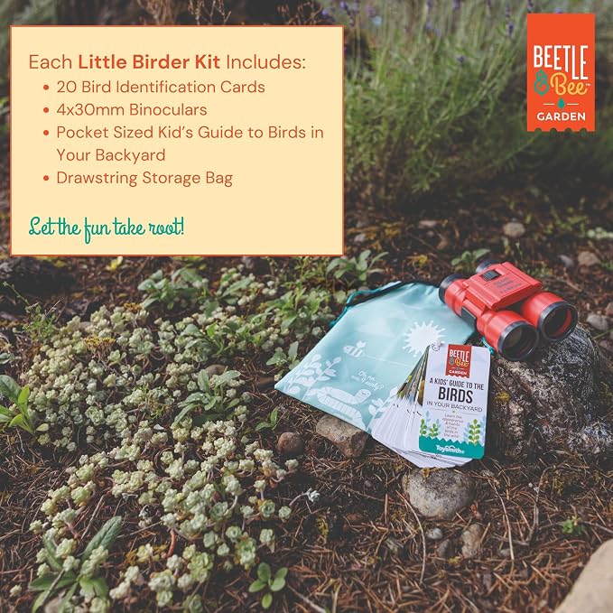 Beetle & Bee Bird Watching Kit For Kids 4x30 Binoculars Nature Toy Ages 5+ | Outdoor Explorer Gear, Backyard Birding Activities, Starter Observation Play, Travel Discovery Trips, Young Naturalist Gifts.