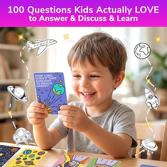 QUOKKA Trivia Games for Kids – Space Facts & Astronomy – Fun Card Game for Family Game Night – Educational Trivia Cards for Kids, Family and Adults – Travel Games Gift for Teenage Boys & Girls 4-8