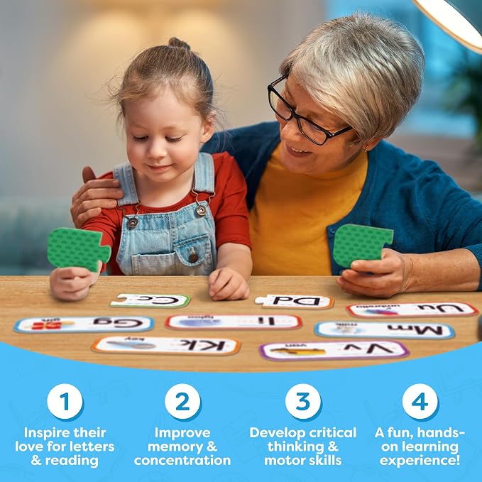 Alphabet Puzzle Games for Kindergarten - 26 Pairs Self-Correcting ABC Puzzles for Kids Ages 3-5 - ABC Puzzle Matching Game, Alphabet Puzzles Toddler Learning Toys - Preschool Classroom Must Haves
