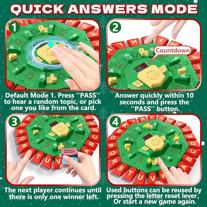Word Game Family Board Game with Digital Display Timer for Kids and Adults | Fast-Paced 24-Letter Word Game with 2 Modes & 35 Cards for Family Game Nights and Parties, Ages 3 & Up, 2-8 Players