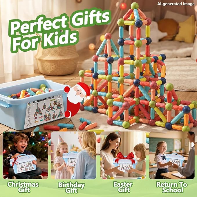 COUOMOXA Magnetic Building Blocks STEM for Kids: Educational Magnetic Set for 6-9+Years Old for Boys Girls - Construction Toys for Early Development Learning for Kids