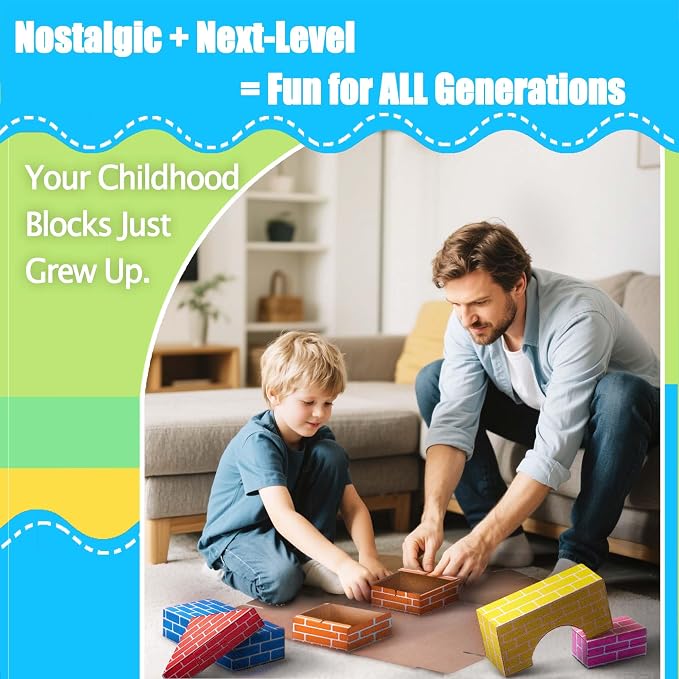 48-Pack Cardboard Building Blocks for Kids: 26/36/48 Jumbo Gifts Heavy Duty Develop Creative Thinking Spatial Reasoning Easy to Assemble