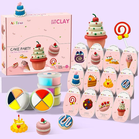 ARTPAR Air Dry Clay Kit,12 Desserts Modeling Magic Clay for Kids Craft Kit | Ultra-Light & Soft, Safe and Non-Sticky | Cute DIY Art & Crafts Fun Kitchen Toys, Home Party Favors Gifts for Boys & Girls
