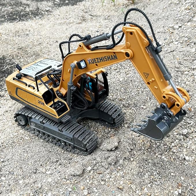 KidsFaves Remote Control Excavator Toys for Boys Turns 680-degree 2 Batteries Metal Shovel Lights/Sounds Construction Toys Birthday Gifts Boy Toys for 3 4 5 6 7 8 Years Old | RC Excavator with 680° Rotating Cab, Full Function Remote Control Constructio...
