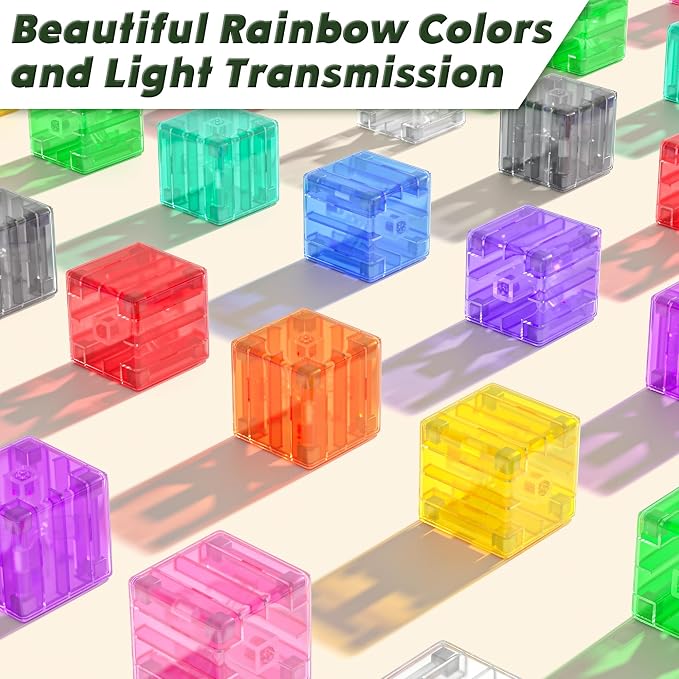 Magnetic Blocks Building Toys Gifts for Kids Aged 3+ Year Old Boys Girls | Transparent, PP Plastic,1 inch, 64PCS