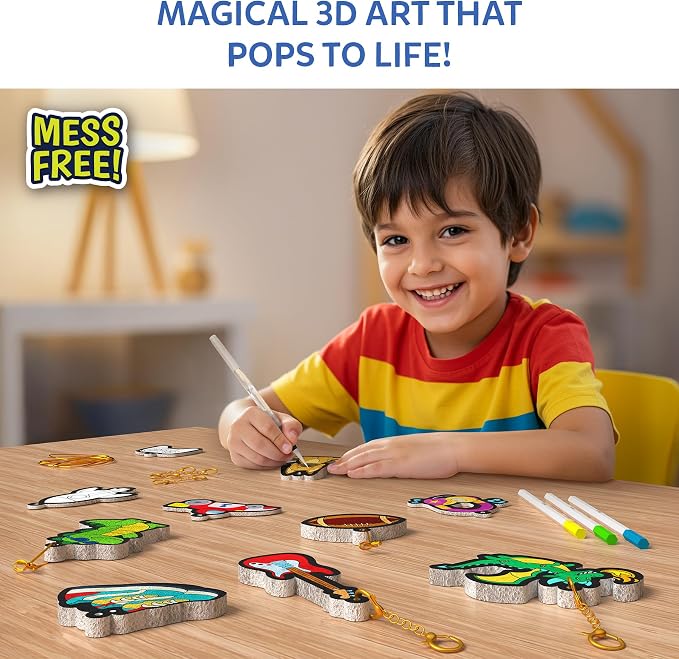 Skillmatics Aqua Puffs Just Boy Things, Art & Craft Kits, Paint by Number | DIY Puffy Keychains, Screen-Free, Mess-Free Activity Kit, Creative Gift for Girls & Boys Ages 4, 5, 6, 7, 8, 9, 10