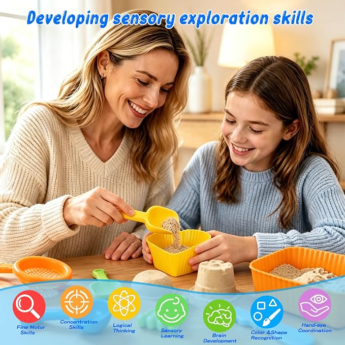 46 PCS Sensory Bin Filler Tools – Fine Motor Skills Development Kit with Scoops, Tweezers, Tongs, Shovels, Funnel,Sensory Bin Accessories for Sorting Counting