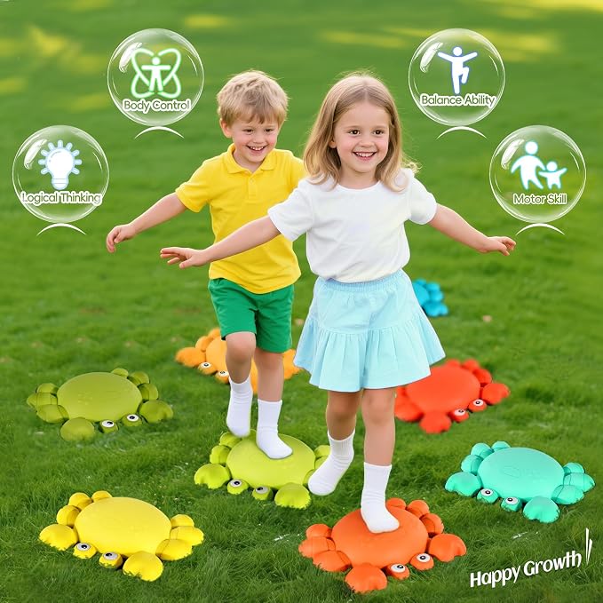TOPNEW Stepping Stones for Kids, Non-Slip Balance Stepping Stones for Promoting Children's Coordination Skills, Toddler Stepping Stones Obstacle Course for Kids Age 3 4 5 6 7+