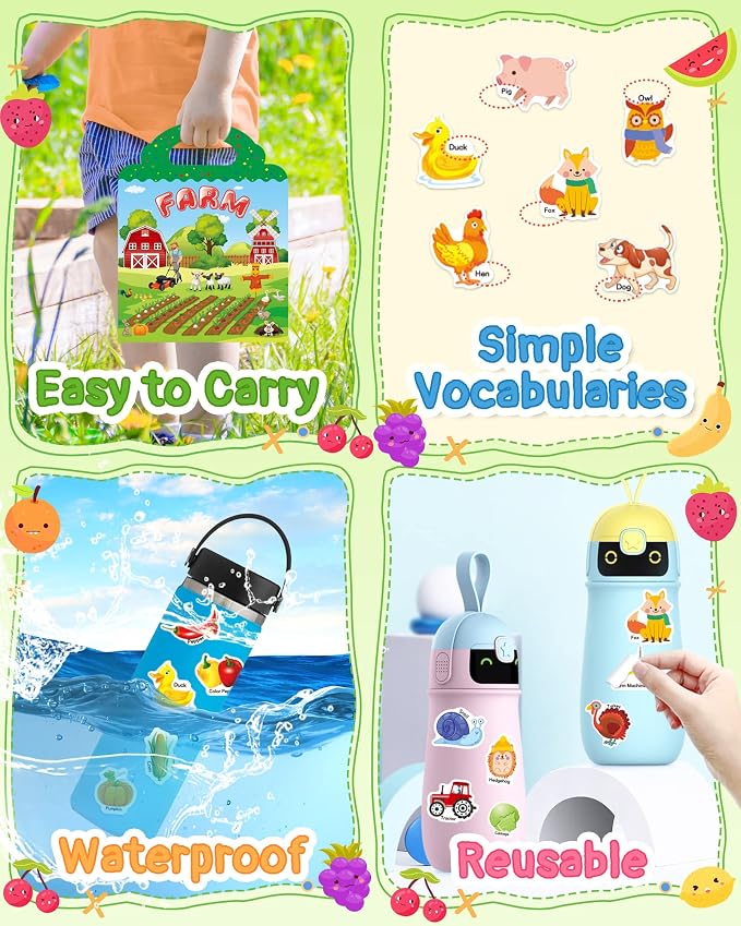 Benresive Reusable Sticker Book for Toddlers, Travel Stickers for Kids | Toddler Travel Activities Toys, Birthday Gifts for Boys & Girls, Airplane Travel & Road Trip Essentials Kids