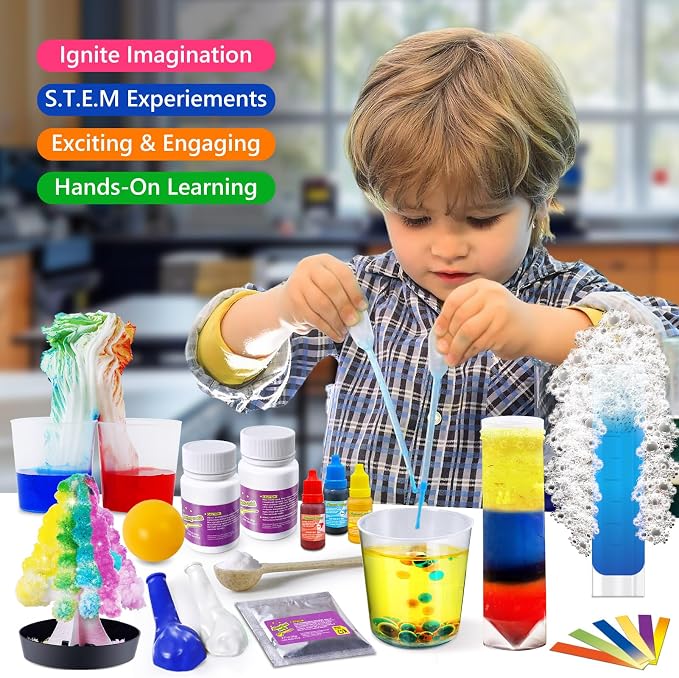 UNGLINGA 111 Experiments Science Kit for Kids, Chemistry Set | S.T.E.M Toys Boys Girls Birthday Gifts, Volcano, Crystal, Physics Lab Educational Learning Project