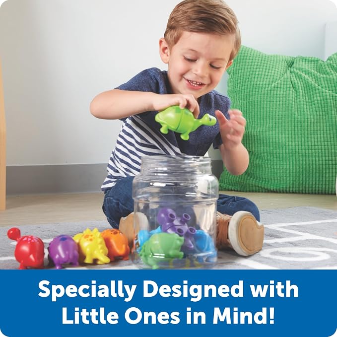 Learning Resources Snap-n-Learn Matching Dinos - Dinosaur Toys, Mini Plastic Figures, Sensory Bin, Toddler Travel Games, Shape Sorter, Preschool, Fine Motor Skills, Montessori Counting