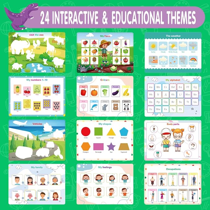 Busy Book for Toddlers 3-5, Montessori Preschool Learning Book, 24 Themes | Interactive educational activity book that builds early learning, fine motor skills and independent play for preschool kids.