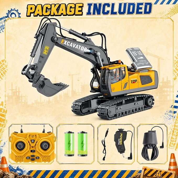Remote Control 3-in-1 Excavator Toys, 13 Channel 1:20 RC Construction Truck | 680°Rotation, RC Car Digger Vehicles Toys, Christmas Birthday Gifts for 3 4 5 6 7 8 9 10 11 12 Year Old Boys Girls Kids