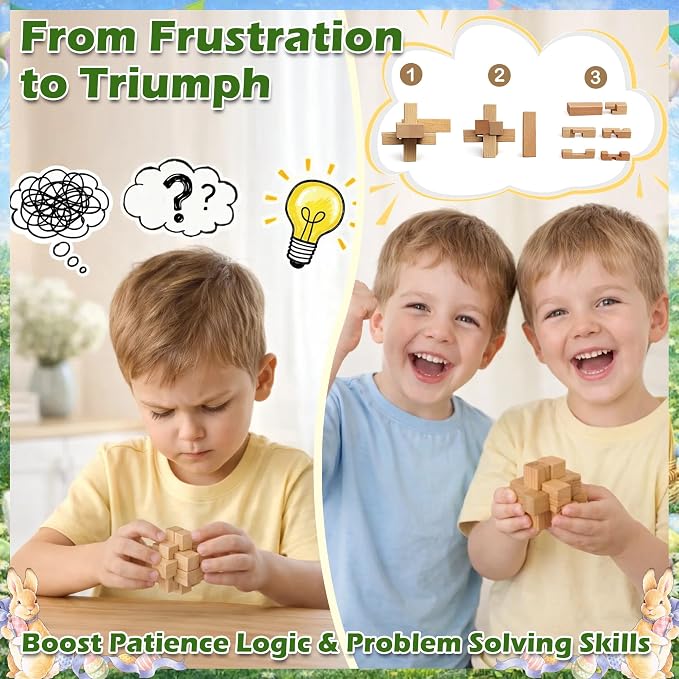 24 Pack Brain Teaser Puzzle Educational Toys for Kids & Adults | Metal & Wooden Puzzles with Balance Challenges, IQ Logic Games and Mind Teaser Toys for Teens Boys Girls