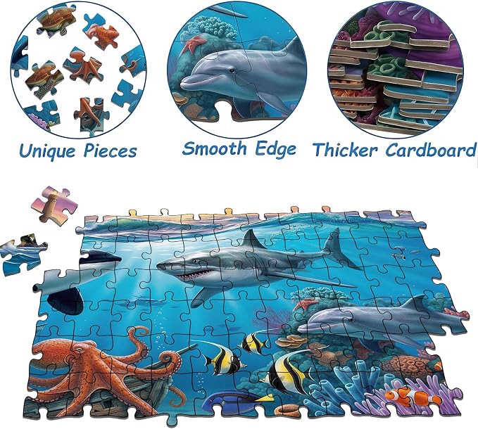 Puzzles for Kids Ages 6-8 Year Old, 200 Piece Magical Underwater World | Jigsaw Puzzles for Boys & Girls Educational Learning Toy Kids Ages 6 7 8 9 10, Family Game Gift, Holiday Gifts for Boys Girls