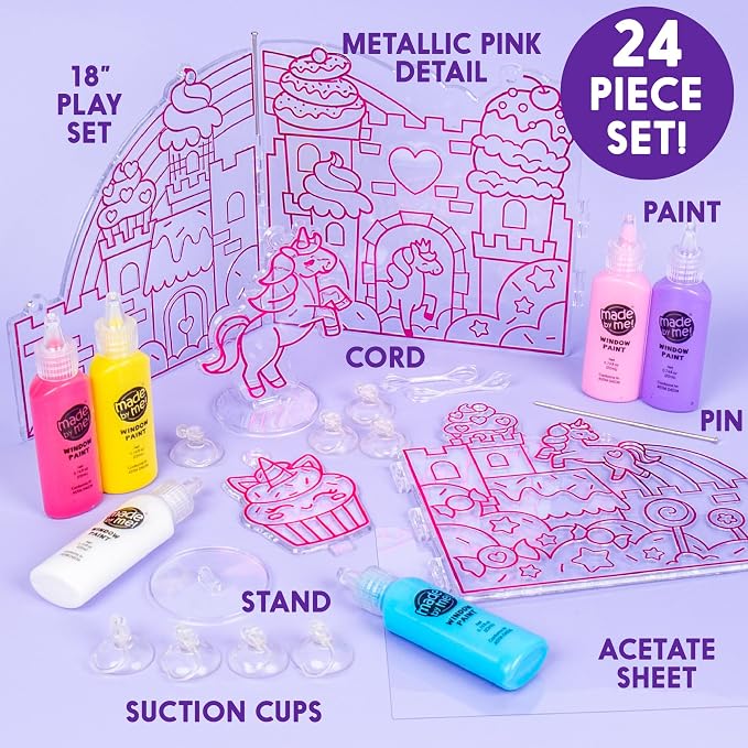 Made By Me Paint & Create Window Art Worlds Unicorn Kit – DIY Suncatcher Kit for Kids Ages 6+ – Create Your Own Suncatchers & Window Clings