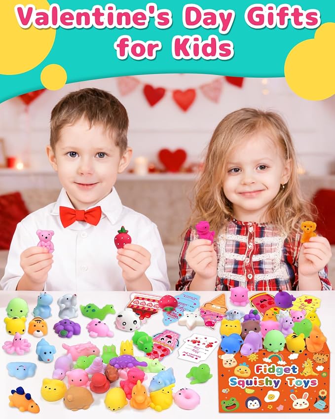 100 Pack Kawaii Squishy Toys, Fidget Party Favors for Kids 3-5, 4-8, 8-12 | Treasure Box Toys for Students, Classroom Prizes, Mini Birthday Gifts, Goodie Bag Stuffers, Bulk Fidget Squeeze Toy