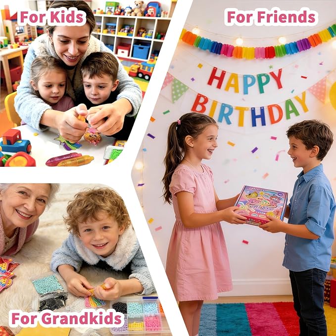 VattaFrast 30 Colorful Templates,Magical Bead Painting, Birthday Gift for Girls & Boys Ages 6-12 Years Old, 10 Bead Pens, Creative Arts Crafts Activity for Kids