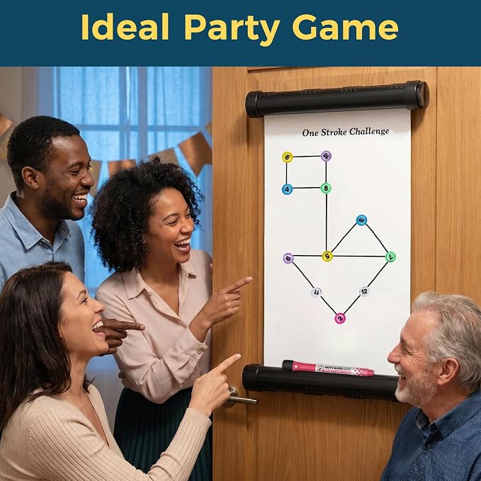 Roll-Up Mini Whiteboard - Uncross Challenge Puzzle Game, Magnetic Markers & Blocks, Reusable Portable IQ Training Toy for Adults, Party Travel, Multi-Surface Nano Adhesive Whiteboard