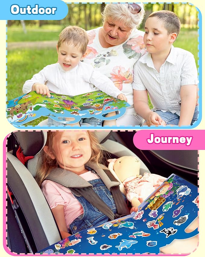 Walenced Reusable Sticker Book for Toddlers, Stickers for Kids, Toddler Toy | Toddler Craft Activities, Toddler Travel Toys, Boy Girl Birthday Gifts, Airplane Travel & Road Trip Essentials Kids