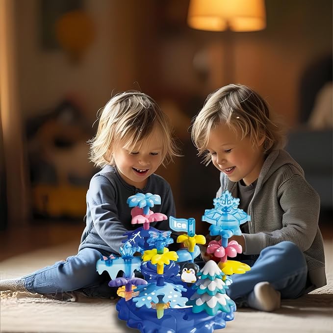 Toys for 3 4 5 6 Years Old Toddlers, 40PCS Snow Garden Stacking Toy | DIY Building Blocks, STEM Educational Preschool Kindergarten Toy for Girls, Christmas Birthday Easter Gift with Storage Bag