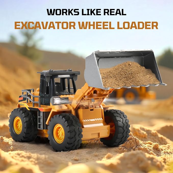 Dwi Dowellin Rc excavators,Remote Control Front Loader,Construction Vehicle for Boys Ages 3-12, Gift for Birthday Christmas