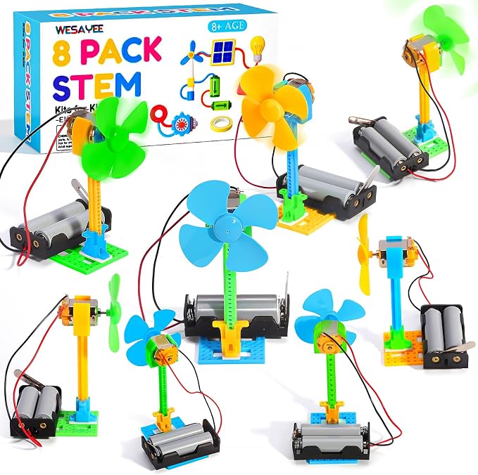 STEM Kits - 8 Bulk Circuit Science Kits for Kids Classroom Gifts Crafts | STEM Toys Science Experiment, Engineering Activities Boys Girls Grades 2-5, STEAM Project Electric Fans for School Party Gift