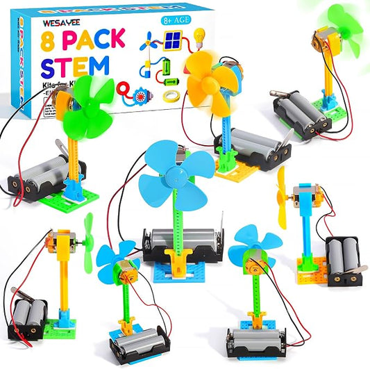 STEM Kits - 8 Bulk Circuit Science Kits for Kids Classroom Gifts Crafts | STEM Toys Science Experiment, Engineering Activities Boys Girls Grades 2-5, STEAM Project Electric Fans for School Party Gift