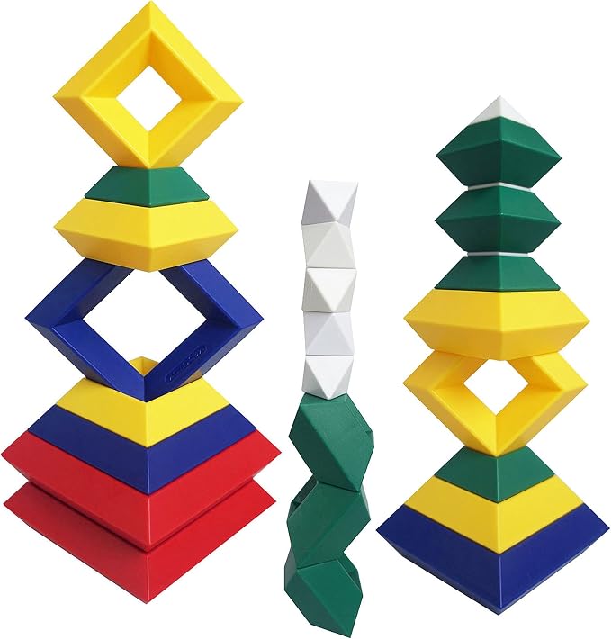 KUTOI Pyramid Stacking Toy Building Blocks 3D Puzzle Brain Teasers for Kids and Adults-Creative Preschool Learning Activities- Toddler Building Toys, Kids Blocks for 3 Year Old Boys & Girls