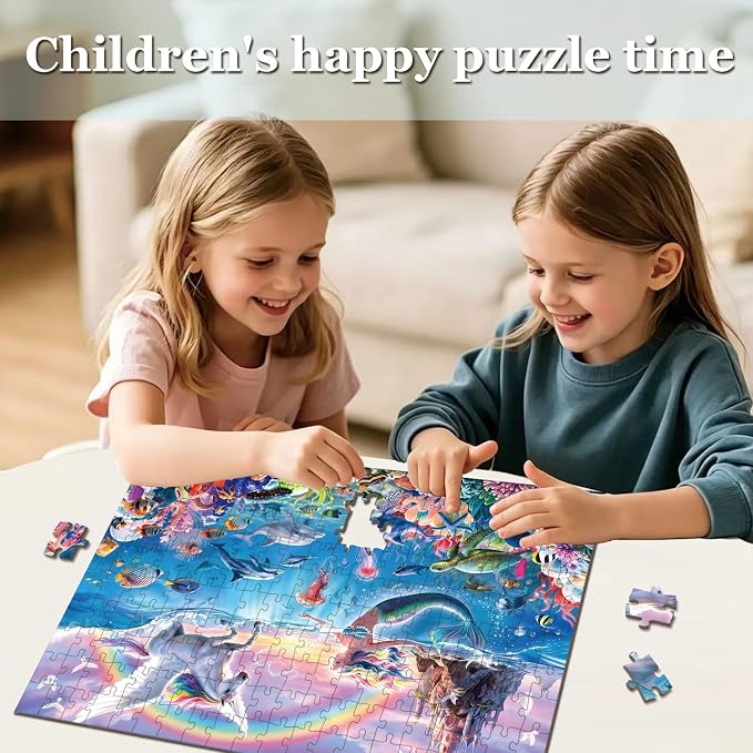 Puzzles for Kids Ages 6-8 8-10 - 200 Piece Puzzles Mermaid Unicorn Puzzle | 200 Piece for Learning Educational Puzzles .Puzzles for 6 7 8 9 10 11 12 years old boys and girls.Learning Puzzle Toy