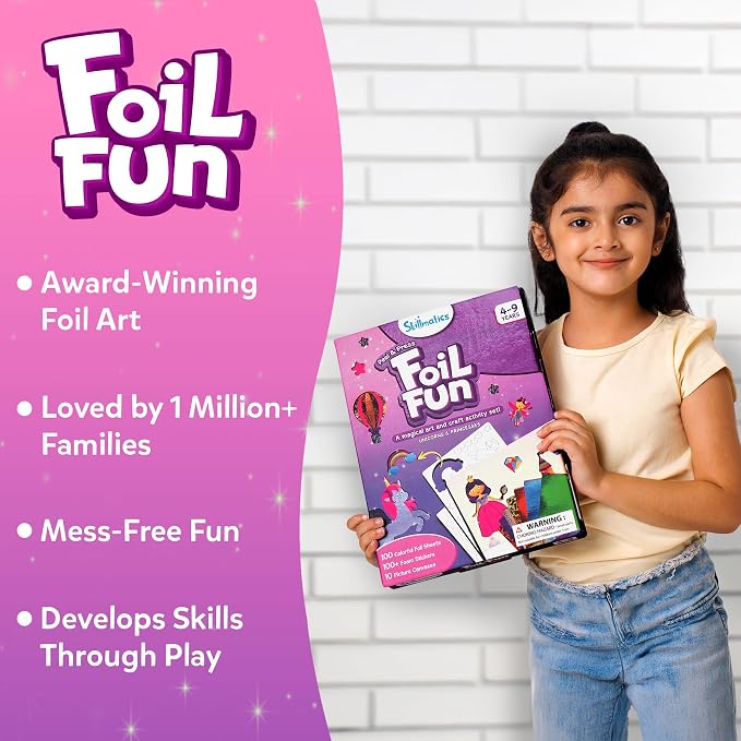 Skillmatics Foil Fun Unicorns & Princesses, Foil Art & Craft, Gift for Kids | Travel Toys, 100+ Stickers, Fine Motor Skills, DIY Mess-Free Art, Screen-Free, Gifts for Kids Ages 4, 5, 6, 7, 8, 9