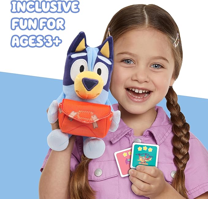 Bluey Pass the Parcel Musical Game, Soft 8" (20cm) Plush, Game for Kids | Huggable fun family game, children's party game or preschool game, three interactive kids games to play, including hot botato