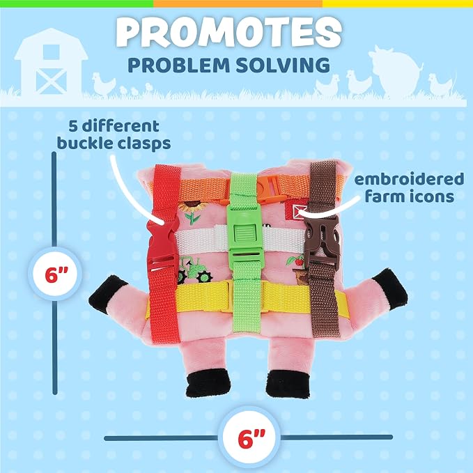 Buckle Toys, Boink Pig, Learning Activity, Develop Fine Motor Skills | Compact Travel Size, Perfect Calming Sensory Toys For Toddlers and Kids