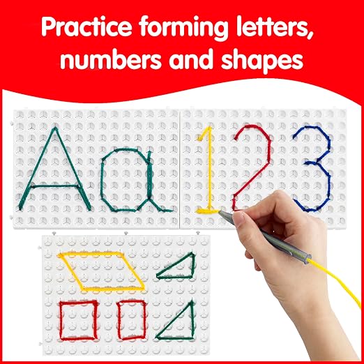 edxeducation Junior String Art, 2 Baseboards, 8 Laces and 4 Colors | Lacing Toy for Kids, Create Imaginative Designs, Explore Patterning, Shape Recognition and More