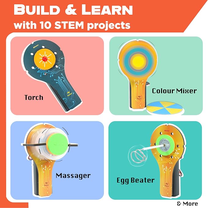 Butterfly EduFields 10in1 STEM Electricity kit for Kids 5-8-12| Science Kit | 10 STEM experiments with Engineering Building Toy, motor, and science projects for boys and girls ages 5 7 8-10 8-12